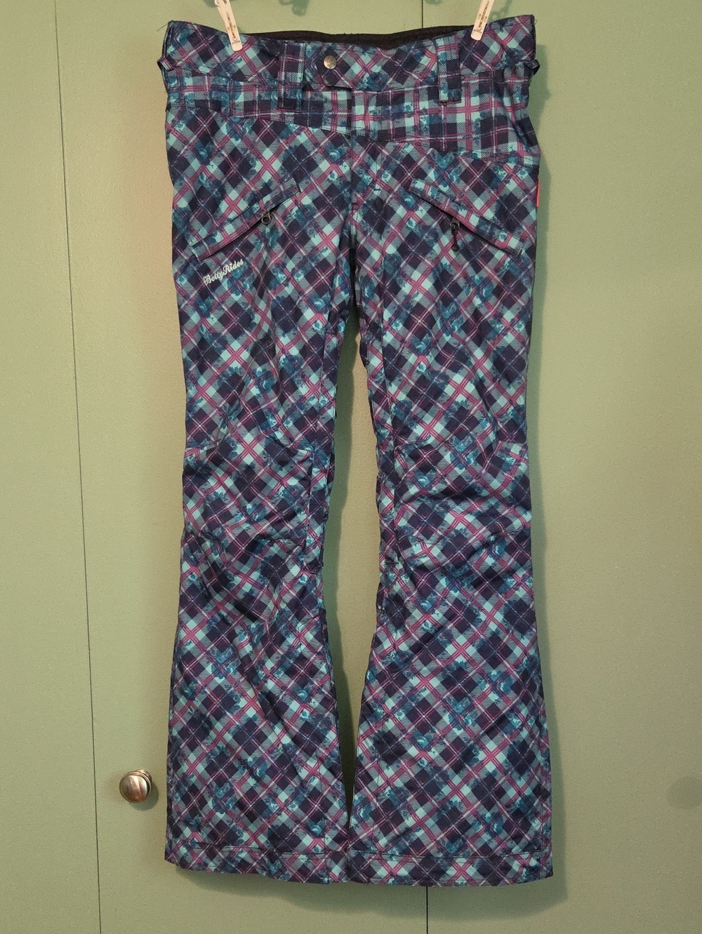 Betty Rides Ski Snow Board Pant Purple Blue Green Size Medium
